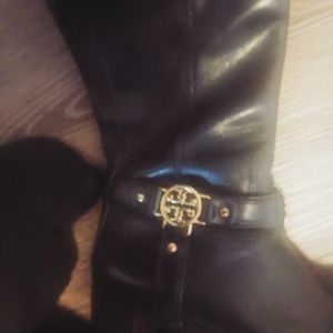 TORY BURCH Black Knee High Leather Boots 6 leather